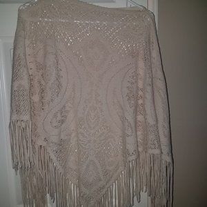 Ivory fringe crocket Tickled Pink poncho